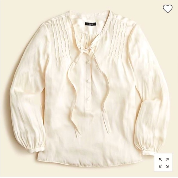 J. Crew Tops - J. Crew NWT Satin Tie-Neck Blouse Size 2x Antique White